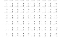 The 100 Subtraction Questions With Minuends Up To 9 A Math Worksheet