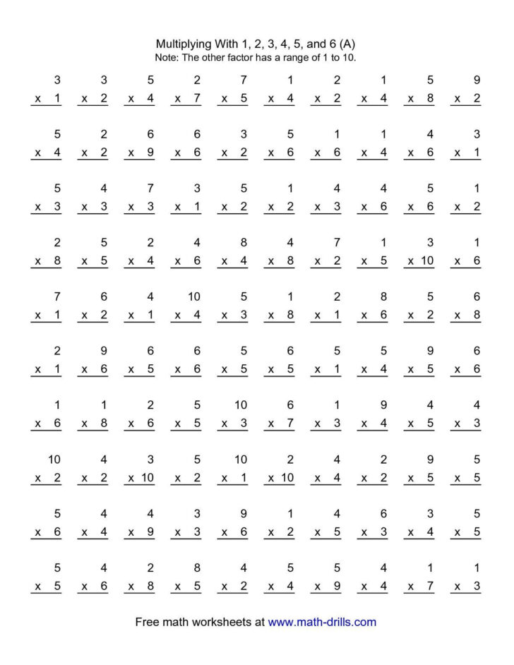 Multiplication Practice Worksheets 1 6