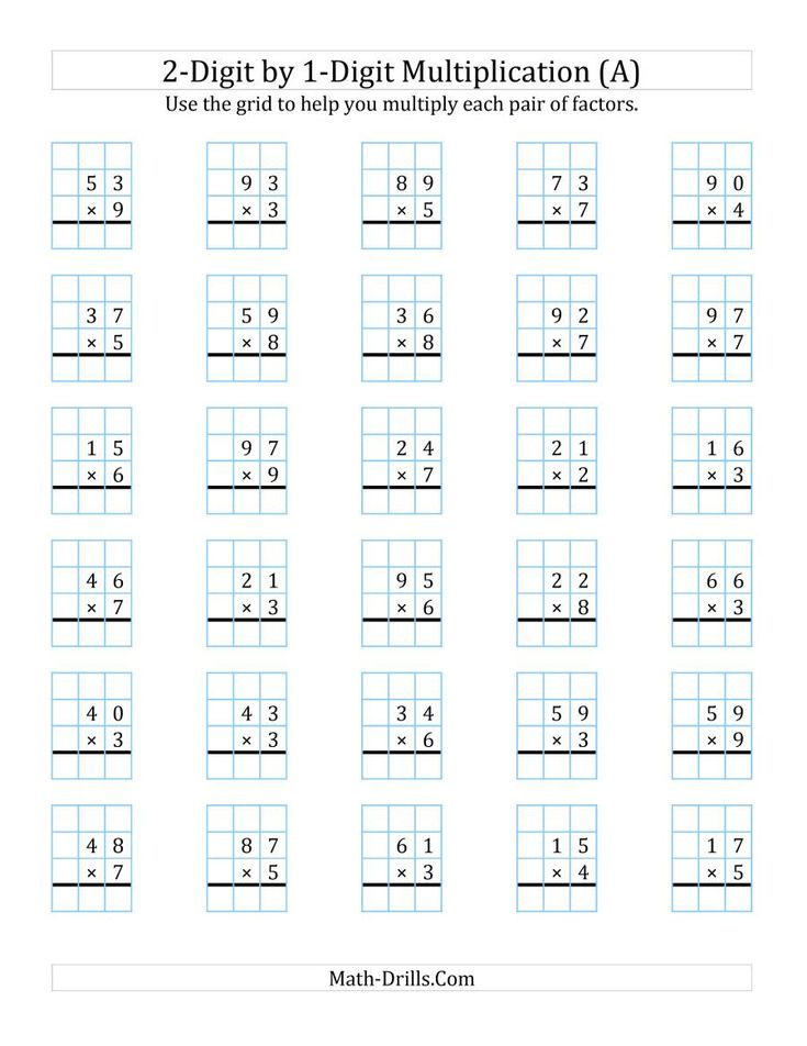 The 2 Digit By 1 Digit Multiplication With Grid Support A Math 