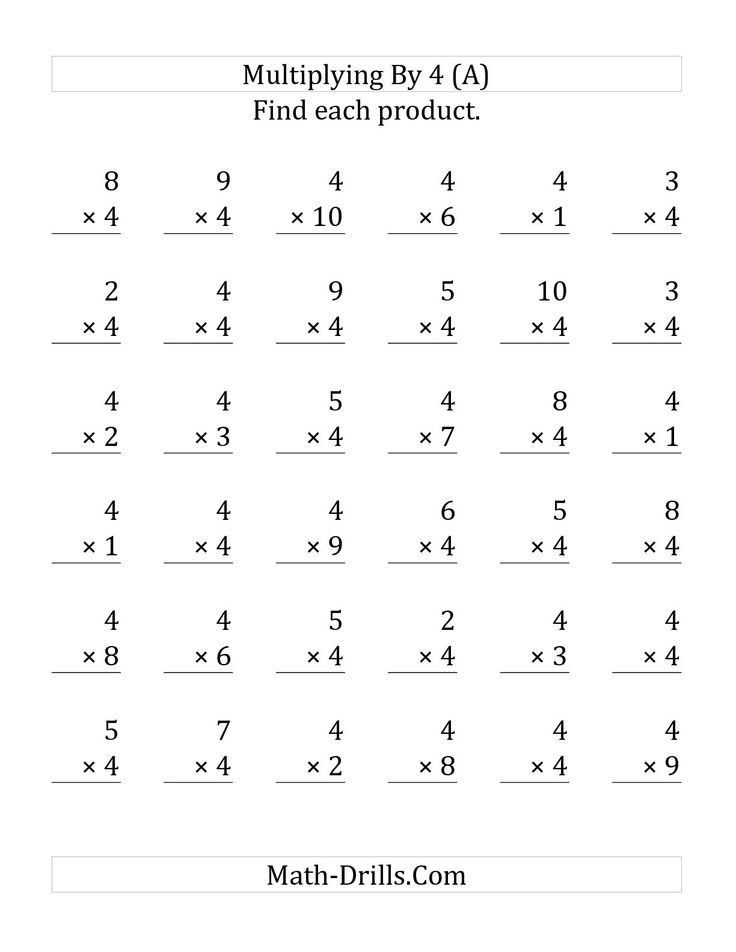 The Multiplying 1 To 10 By 4 36 Questions Per Page A Math 