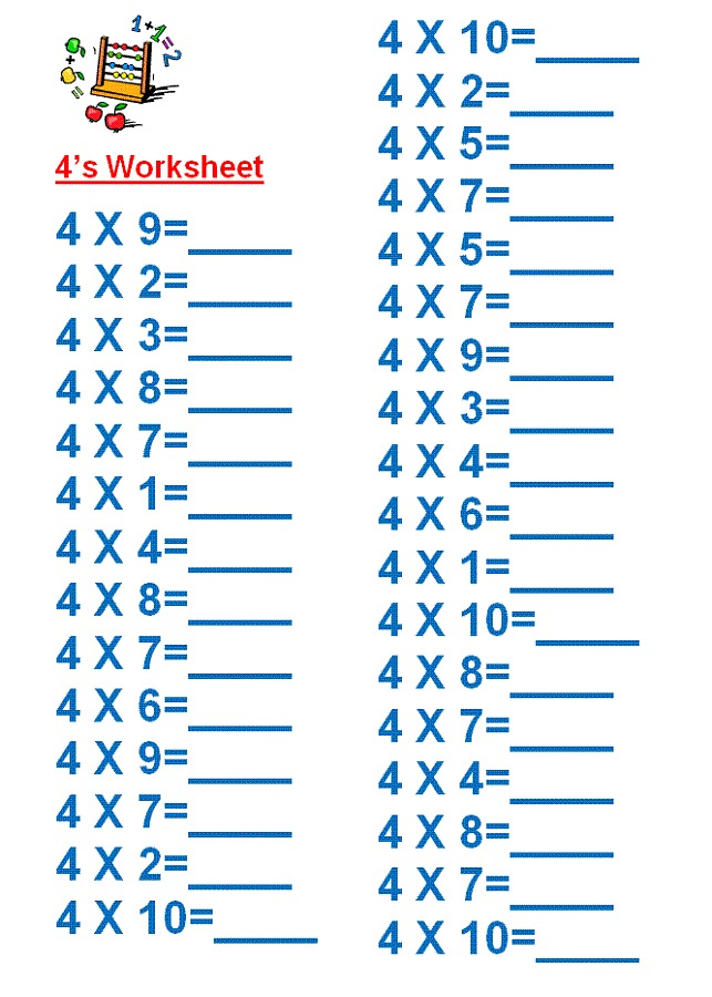 Multiplication Worksheets Free Grade 4