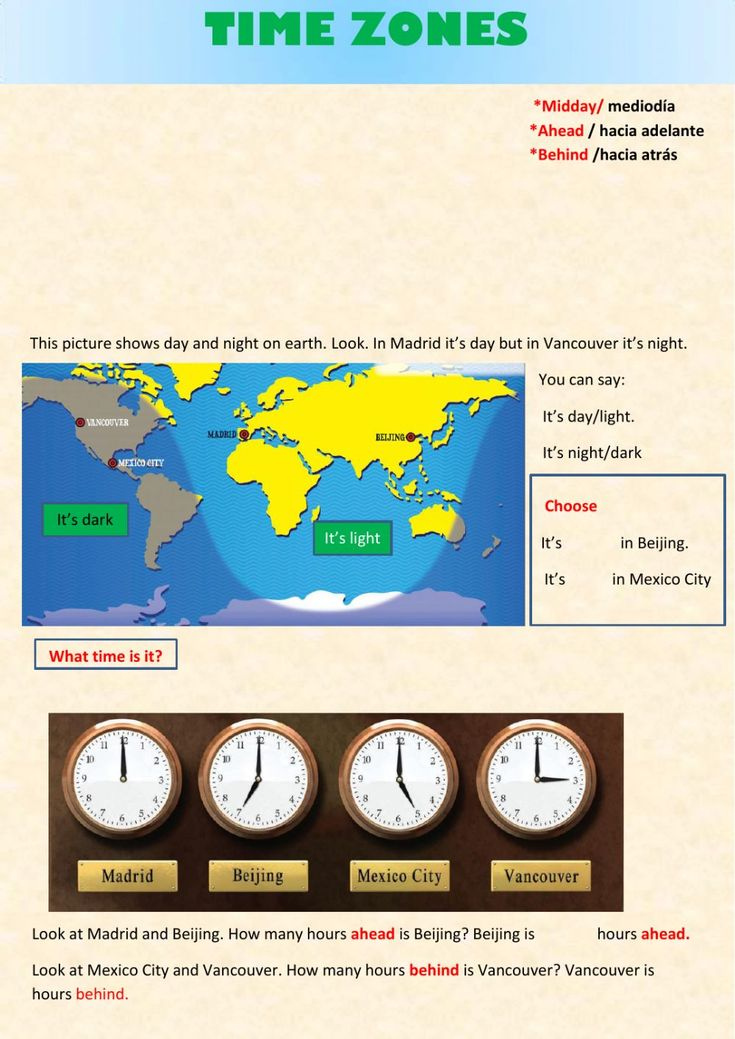 Time Zones Interactive Worksheet For Grade 4 You Can Do The Exercises 