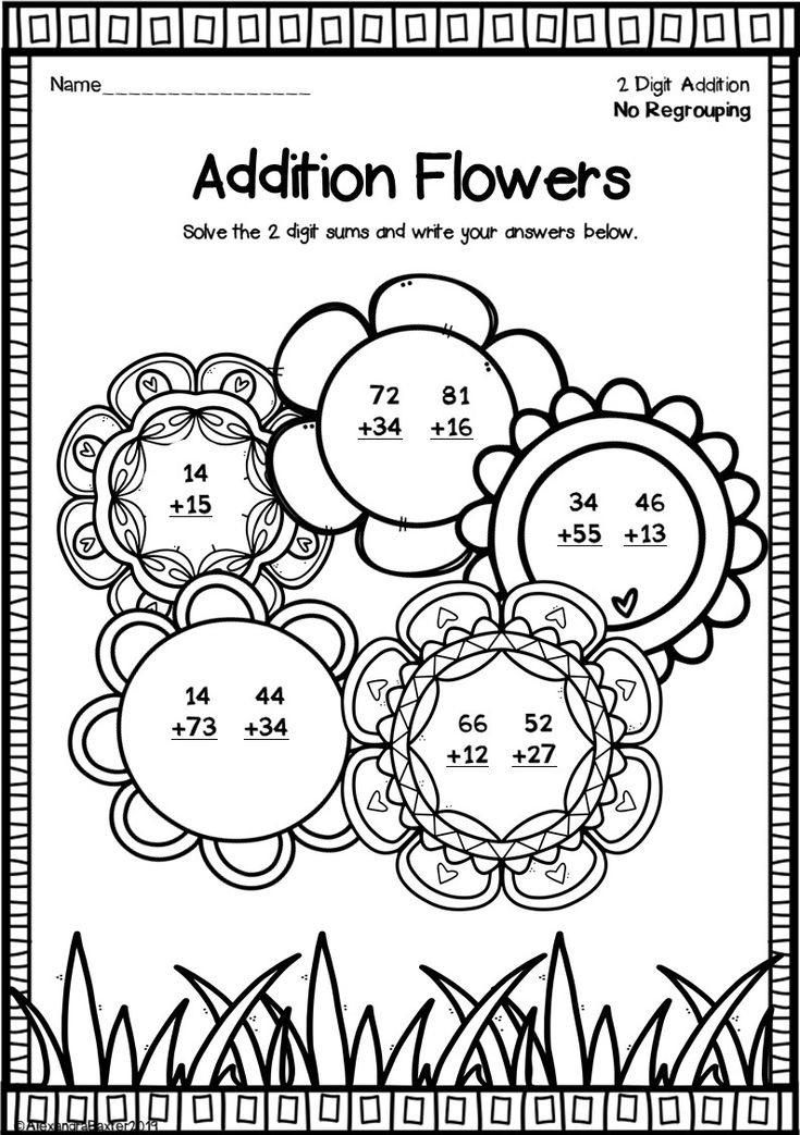 Two Digit Addition Worksheets No Regrouping Addition Coloring 