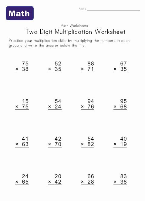 Two Digit Multiplication Worksheets Kids Learning Station Two Digit 
