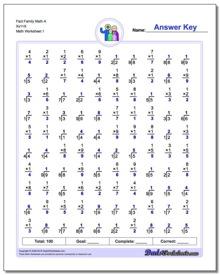 Multiplication And Division Facts Worksheets