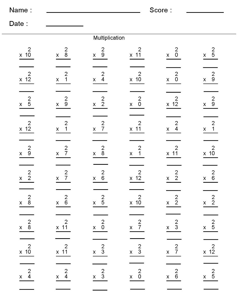 Two Times Table Worksheets To Print Activity Shelter