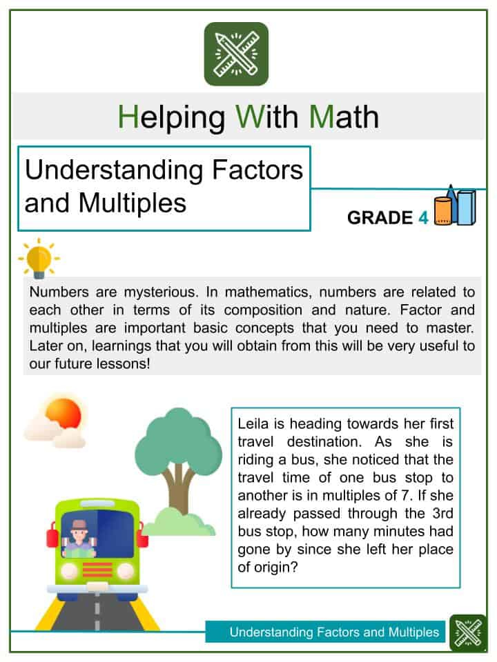 Understanding Factors And Multiples 4th Grade Math Worksheet