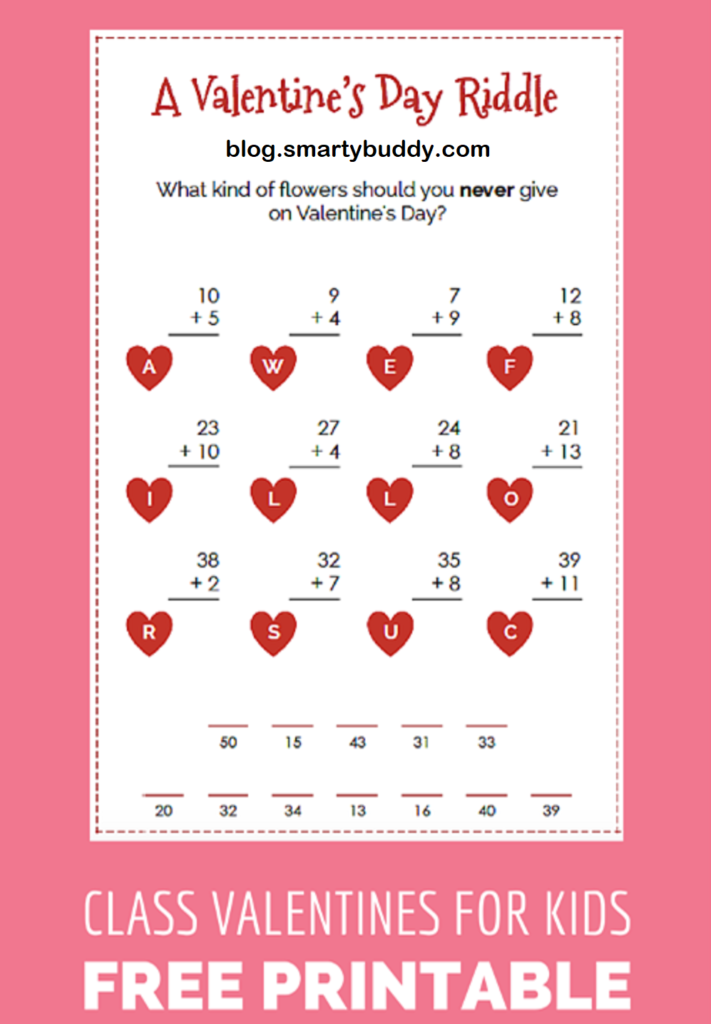 Valentine s Day Fun Math Puzzle And Riddles Smarty Buddy Blog