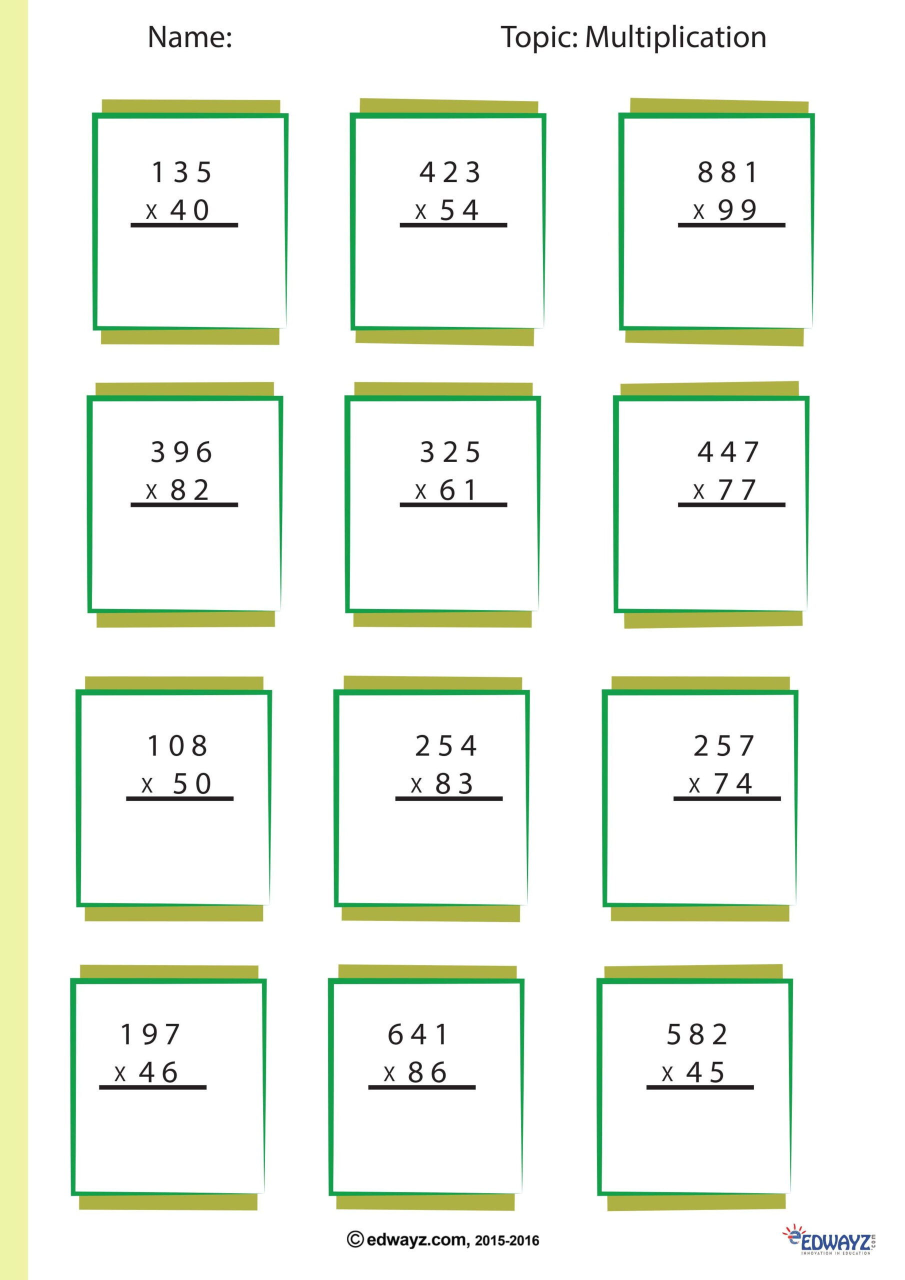 Worksheets Class 4 Multiplication Algebra Worksheets Math 
