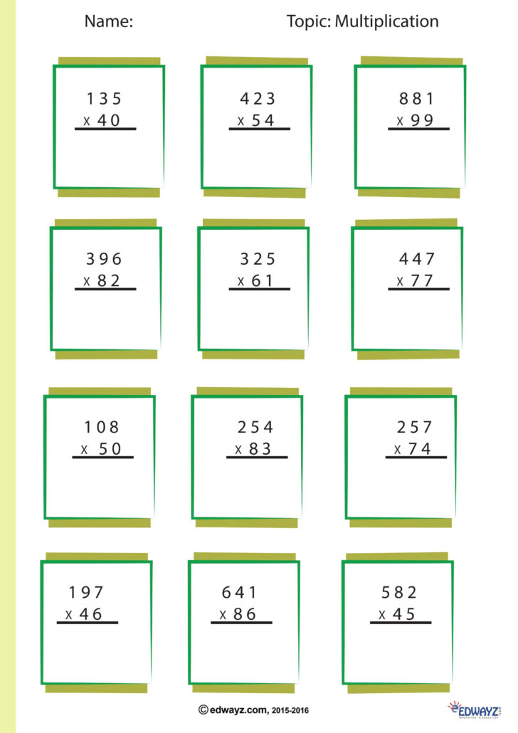 Multiplication Worksheet For Class 4