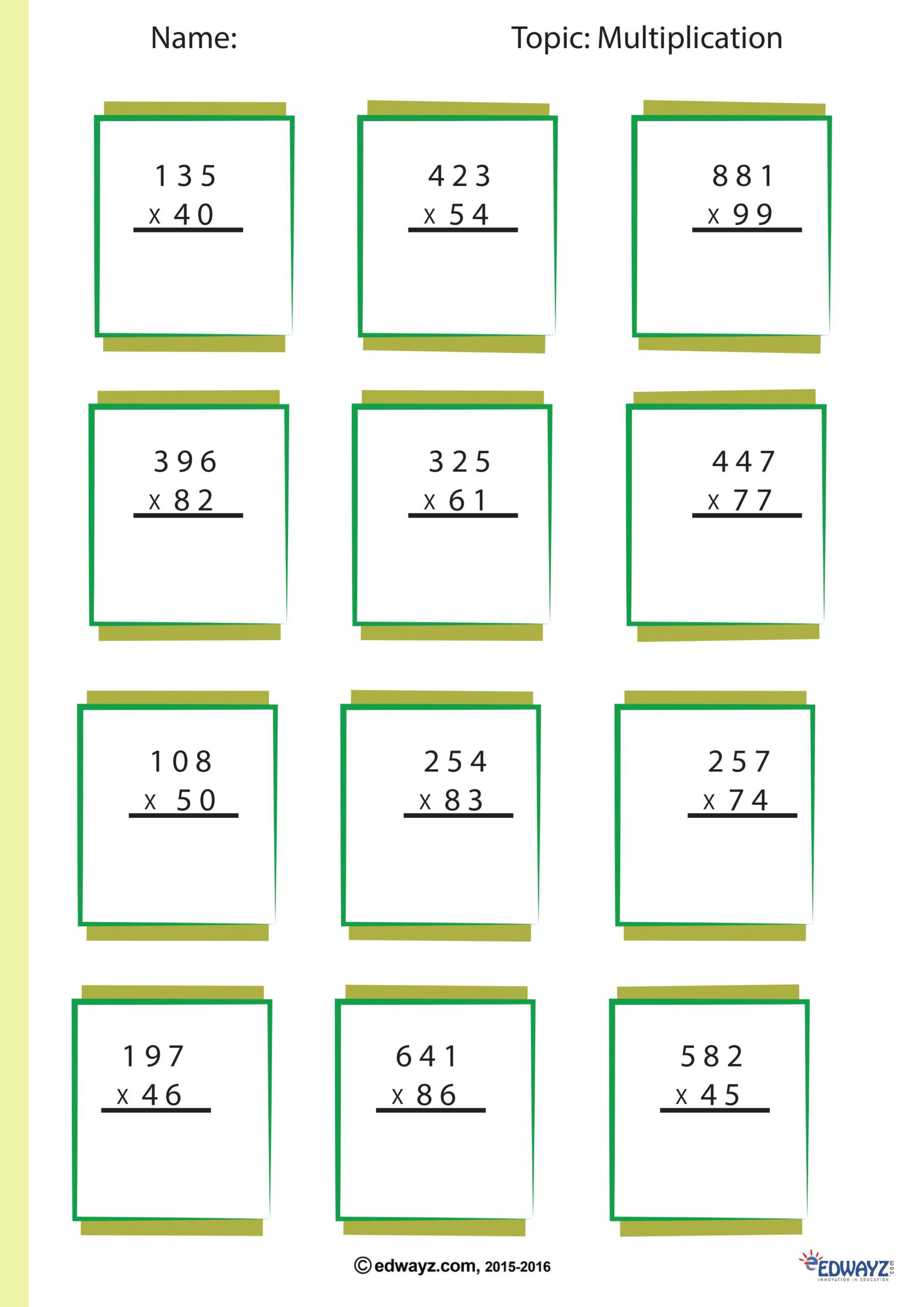 live worksheet for class 4 maths multiplication