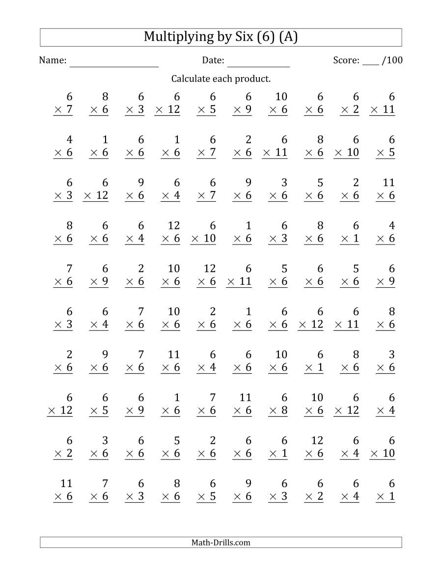 Worksheets Multiplication 6 PrintableMultiplication