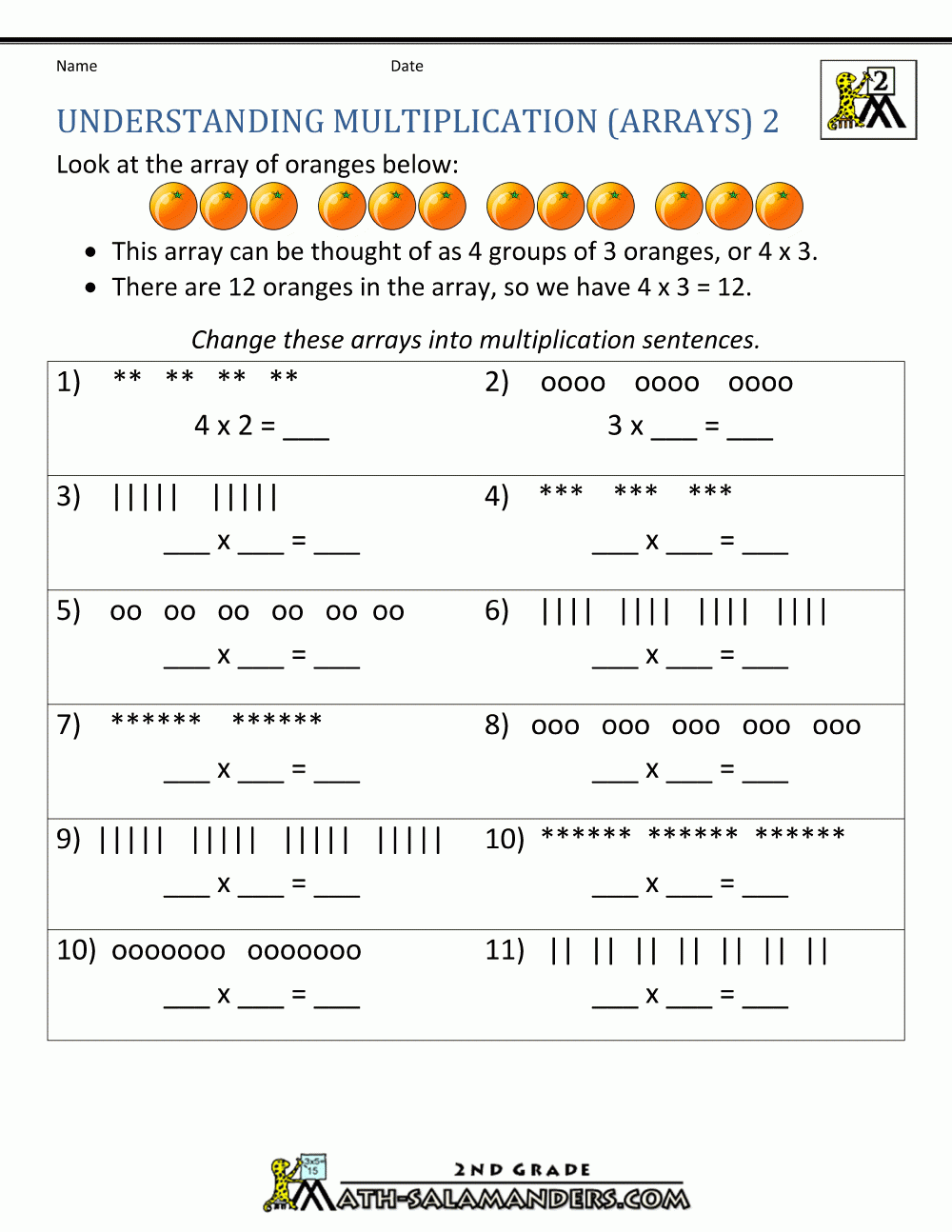 Worksheets On Multiplication For Grade 2 Printable Multiplication 