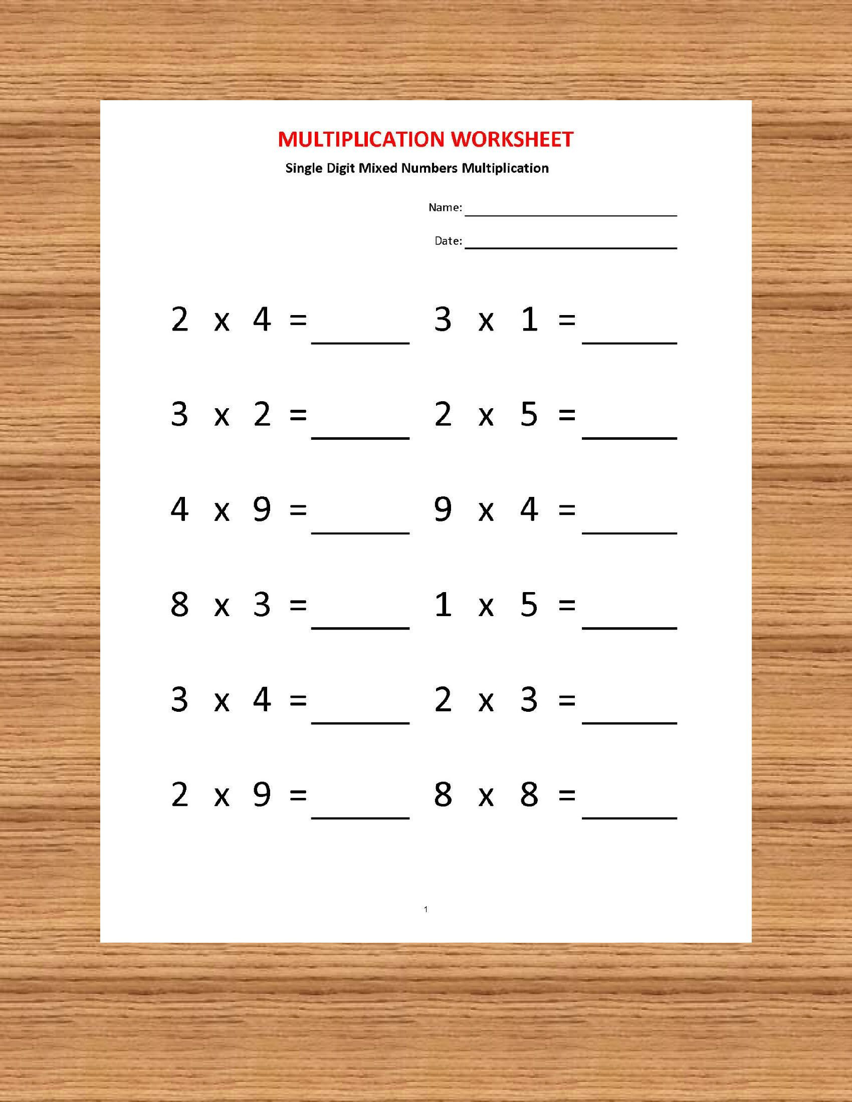 Worksheets On Multiplication For Grade 2 PrintableMultiplication