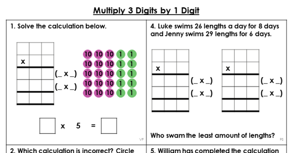 multiplication worksheets grade 4 3 digit by 1 digit