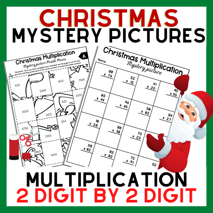 Christmas Math Hidden Picture Worksheets