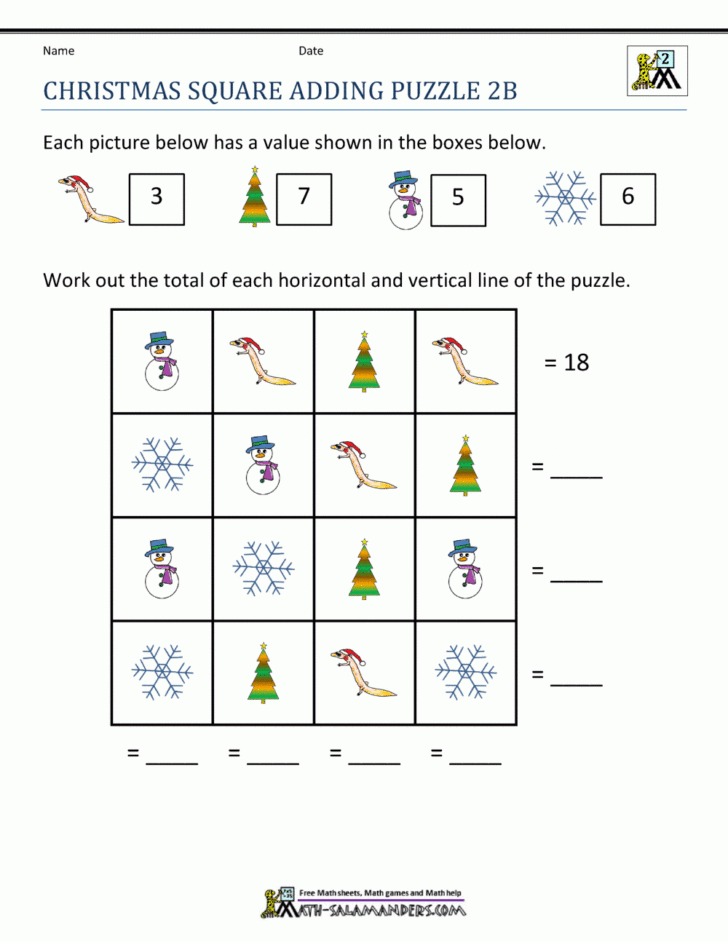 Christmas Math Worksheet 2nd Grade