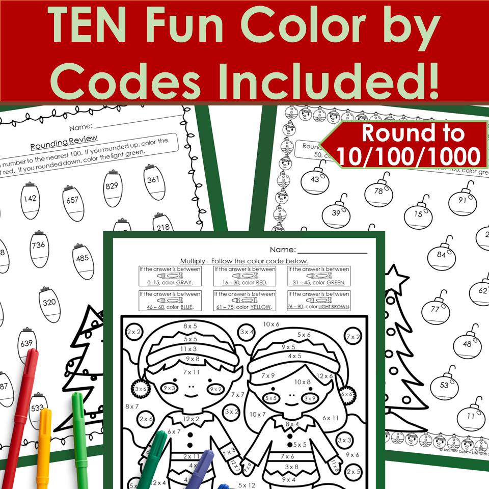 3Rd Grade Math Skills Review - Christmas Practice &amp;amp; Colorcode with Christmas Math Worksheet 3rd Grade