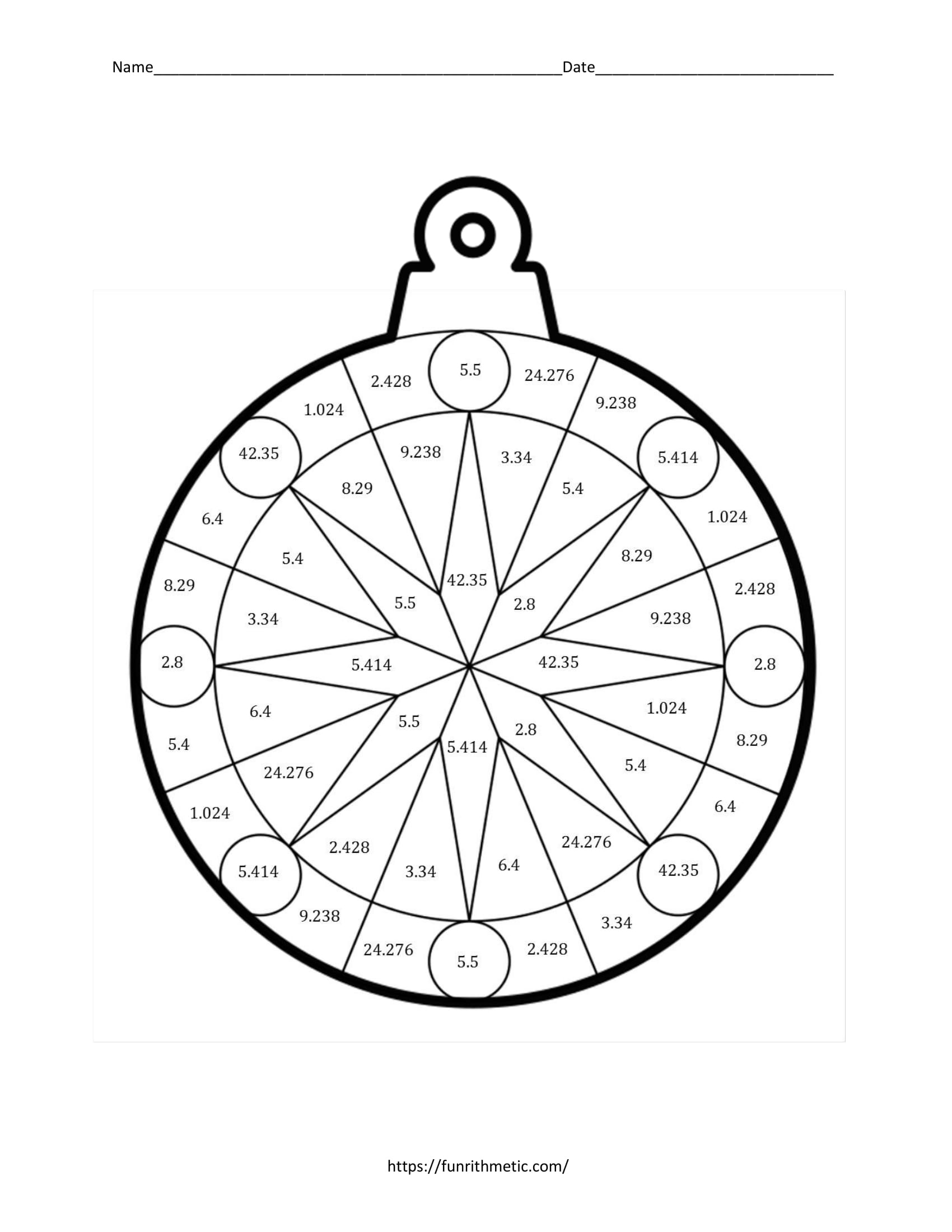 Adding And Subtracting Decimals Holiday Colornumber inside Christmas Math Activity Decimals Color By Number Worksheets