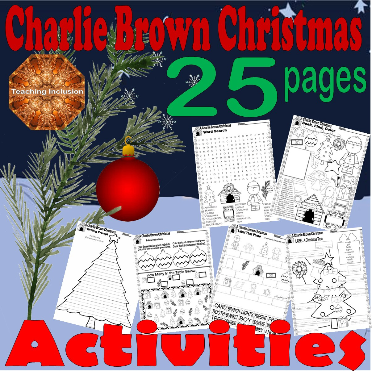 Charlie Brown Christmas Activity Worksheets Word Search Writing throughout Charlie Brown Christmas Math Worksheet