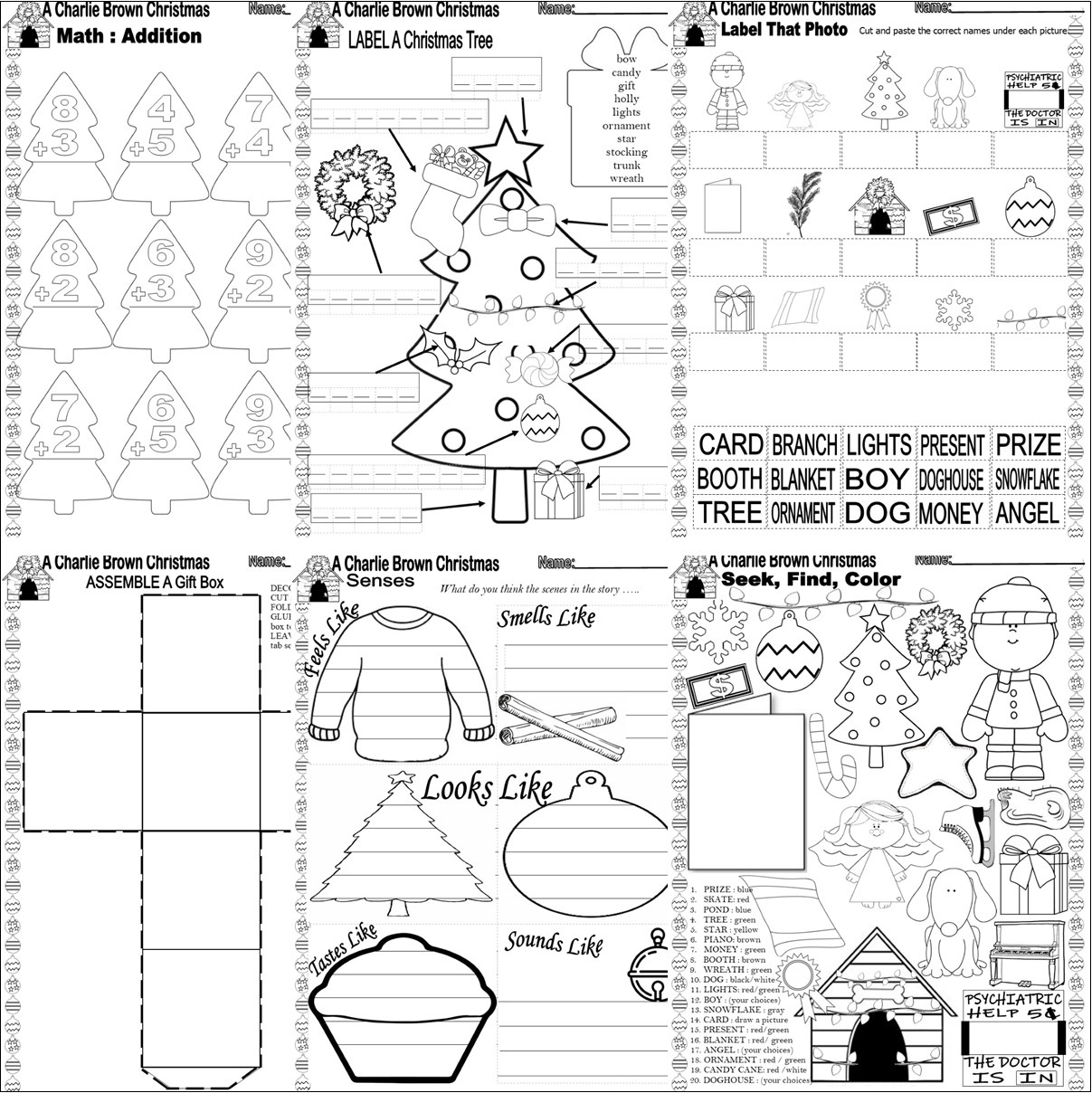 Charlie Brown Christmas Activity Worksheets Word Search Writing with Charlie Brown Christmas Math Worksheet