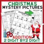 Christmas Addition 2 Digit2 Digit With Regrouping   Mystery Pictures With Regard To Christmas Math Worksheets Double Digit Addition