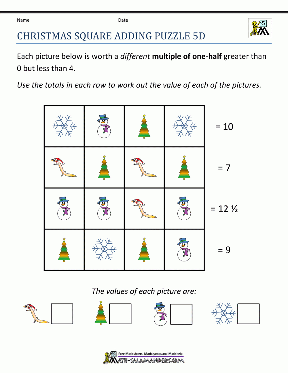 Christmas Math 5Th Grade Worksheets for Christmas 5Th Grade Math Worksheets