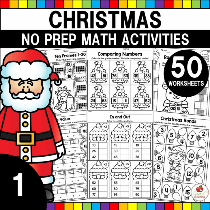 Christmas Math Worksheet First Grade