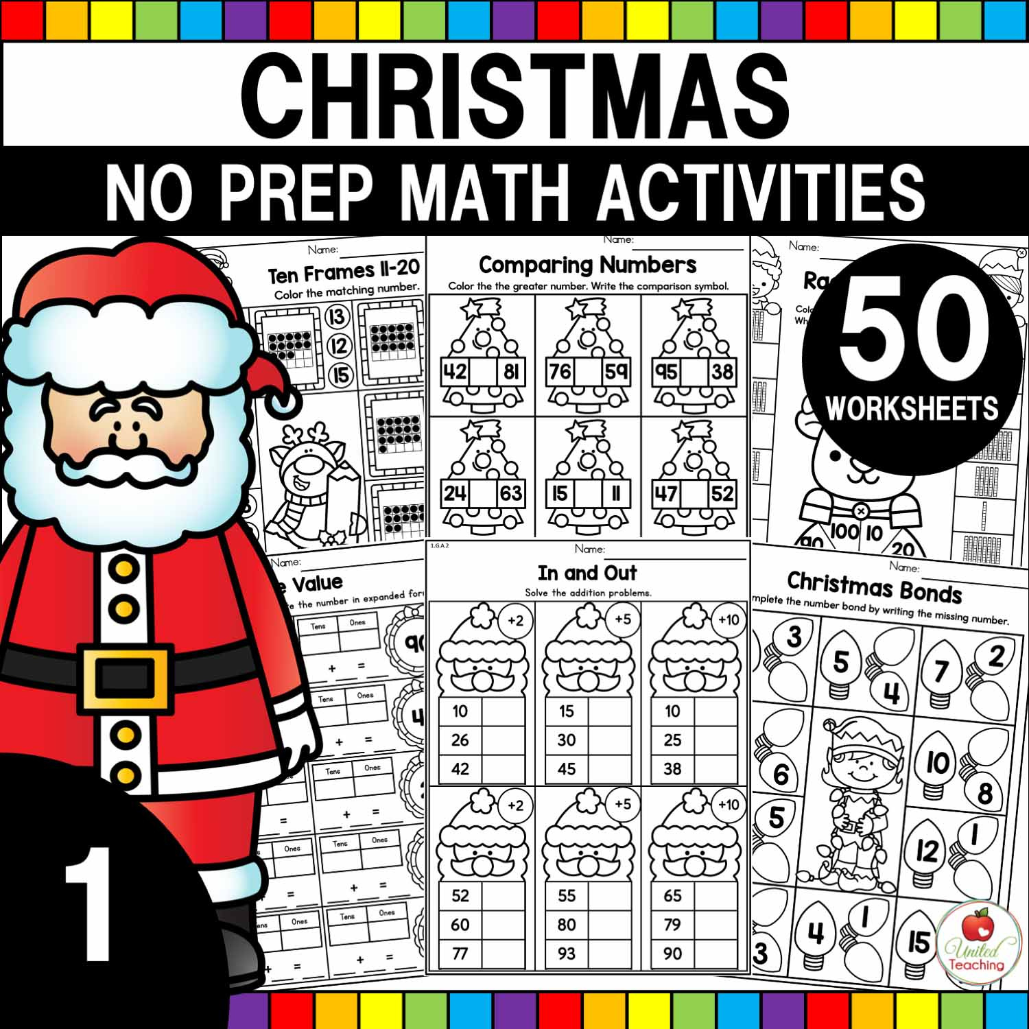 Christmas Math Activities 1St Grade Packet - United Teaching intended for Christmas Math Worksheet First Grade