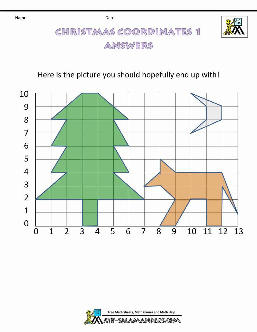 Christmas Math Activities for Christmas Math Coordinates Worksheets