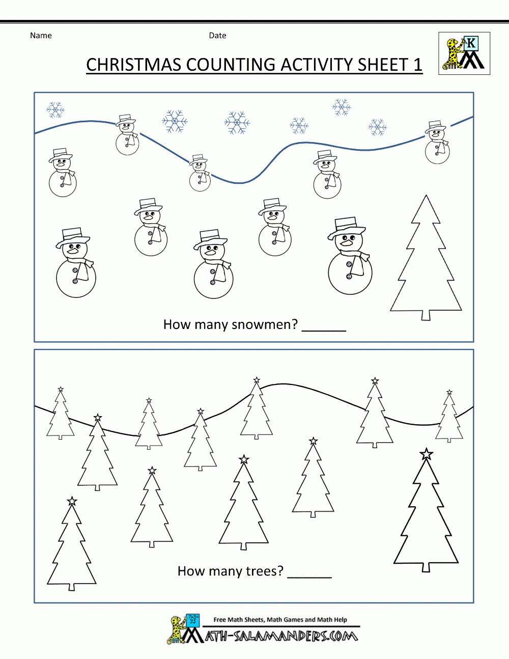 Christmas Math Activities for Christmas Math Worksheet