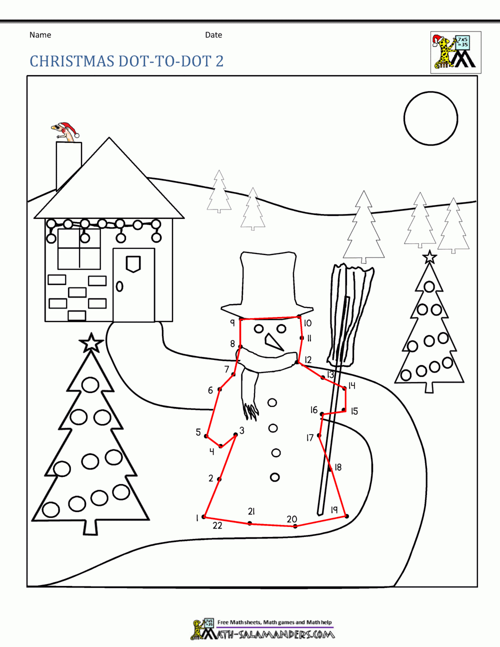 Christmas Math Activities inside Christmas Dot To Dot Math Worksheets