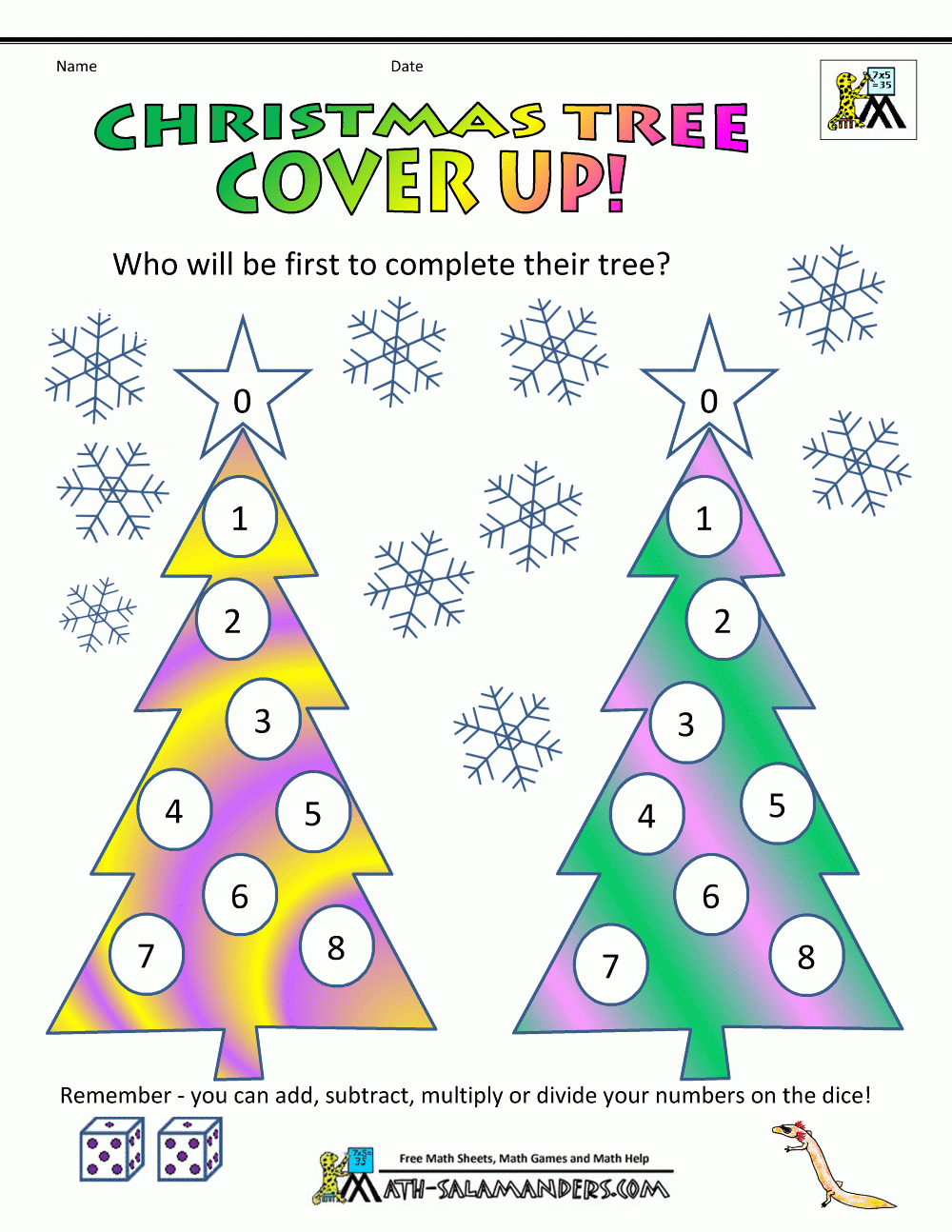 Christmas Math Games with Christmas Math Games Worksheets