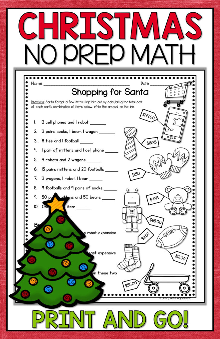 Christmas Math Worksheets Middle School Printable