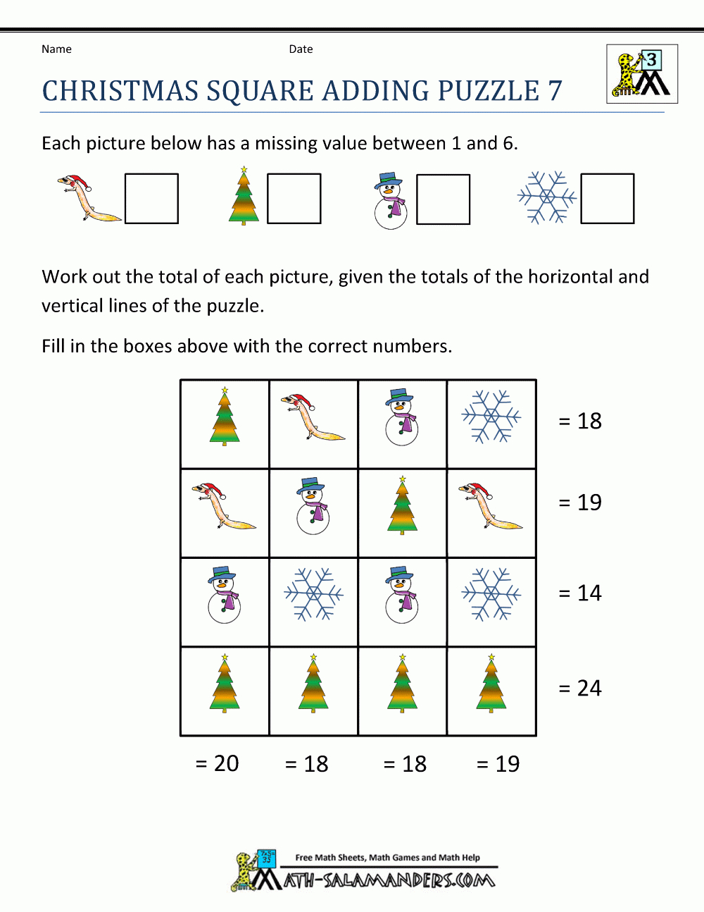 Christmas Math Worksheets for 7th Grade Math Christmas Worksheets