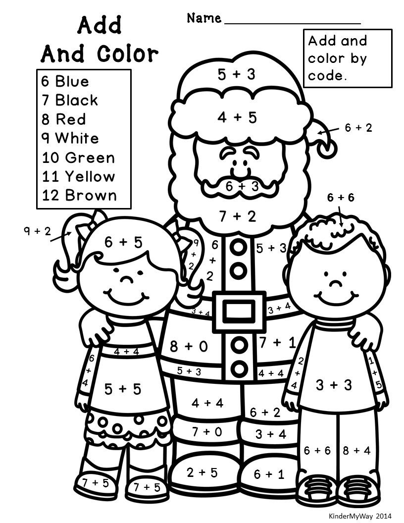 Christmas Math Worksheets For Kindergarten | Christmas Math Activities for Christmas Math Coloring Worksheet