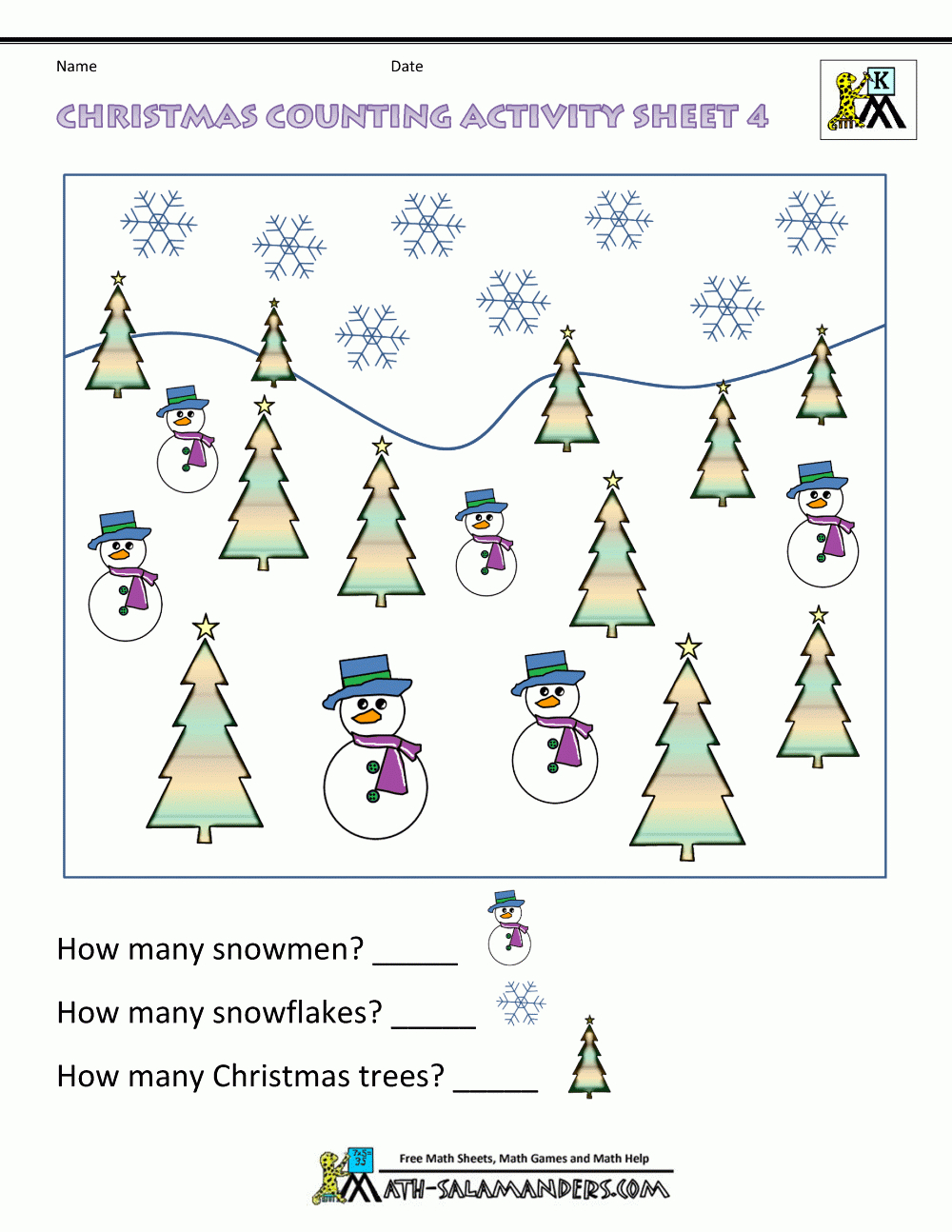 Christmas Math Worksheets For Kindergarten in Christmas Math Worksheets Kinder