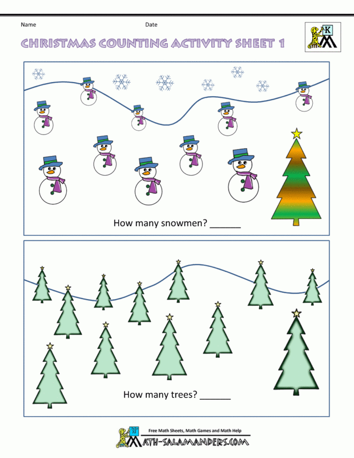 Christmas Math Worksheets Prek