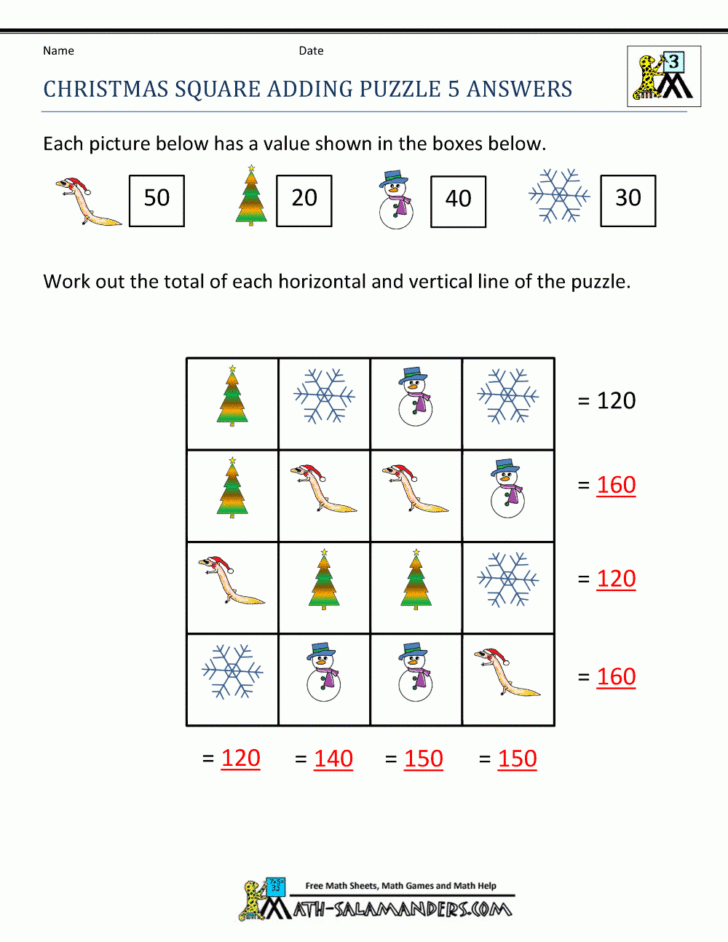 Christmas Math Worksheet 2nd Grade Multiplication