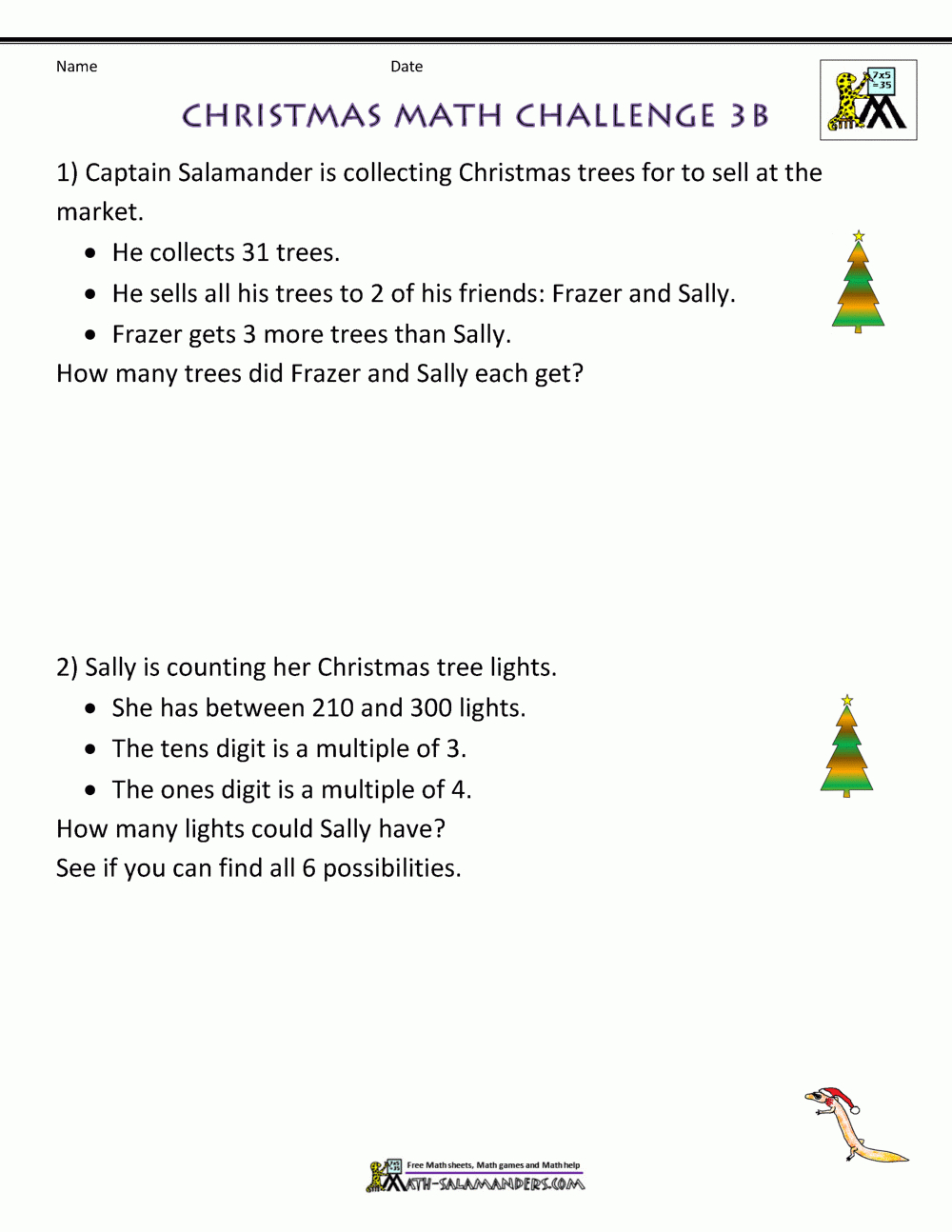 Christmas Math Worksheets intended for Christmas Math Worksheets Salamander