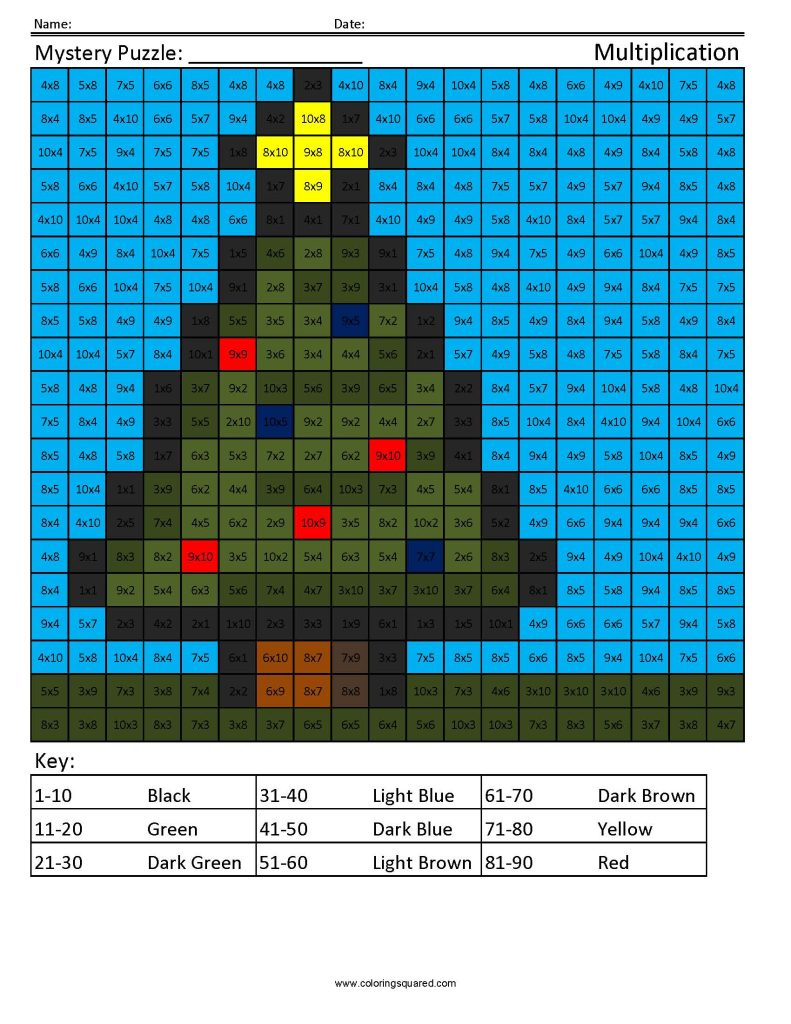 Christmas Multiplication And Division - Coloring Squared pertaining to Christmas Math Coloring Worksheets 4th Grade