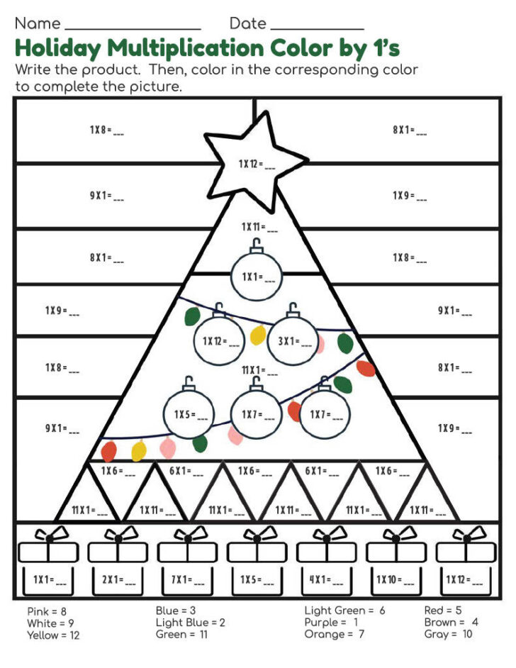 Christmas Math Worksheets Coloring