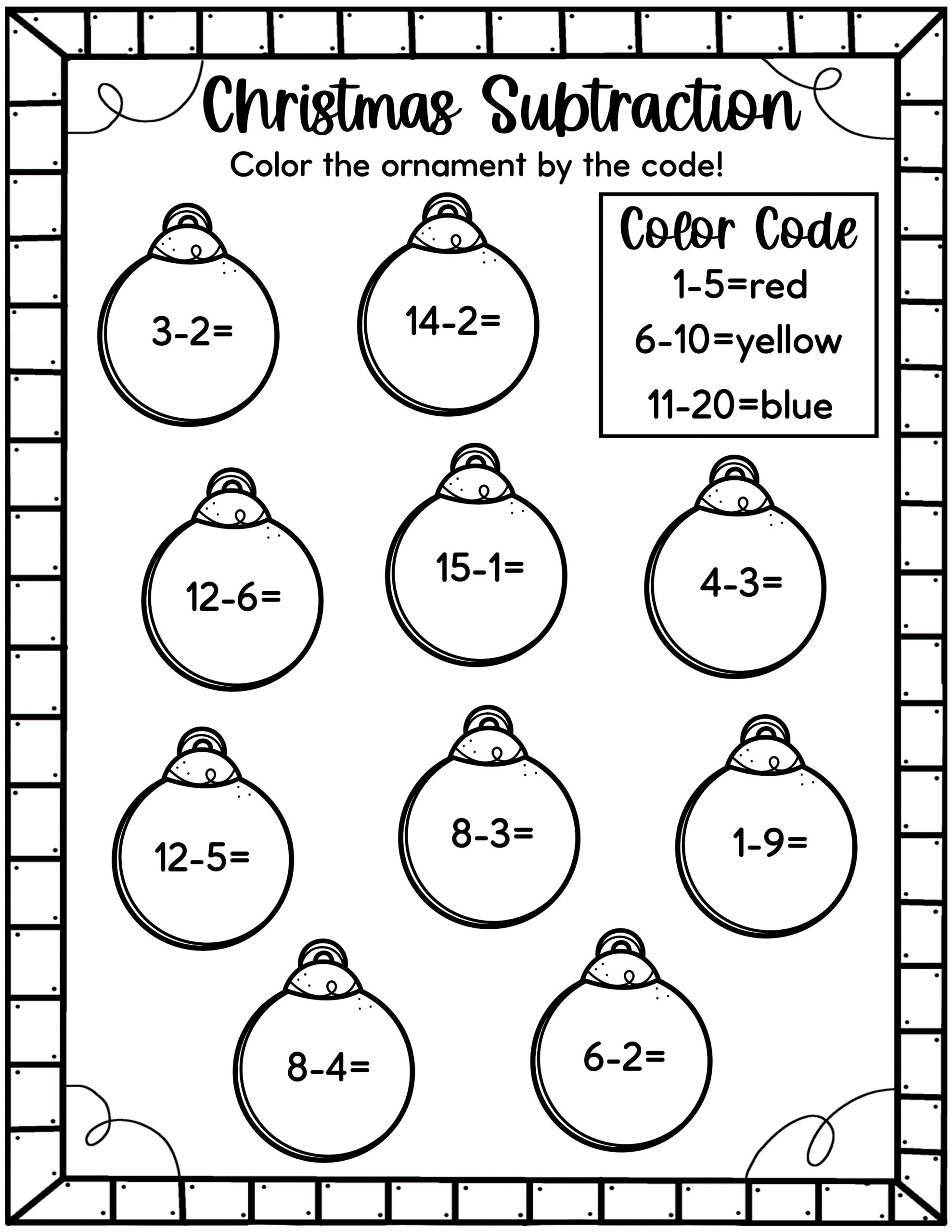 Easy Christmas Math Worksheets - Free! - Kids Activity Zone for Christmas Math Worksheet First Grade