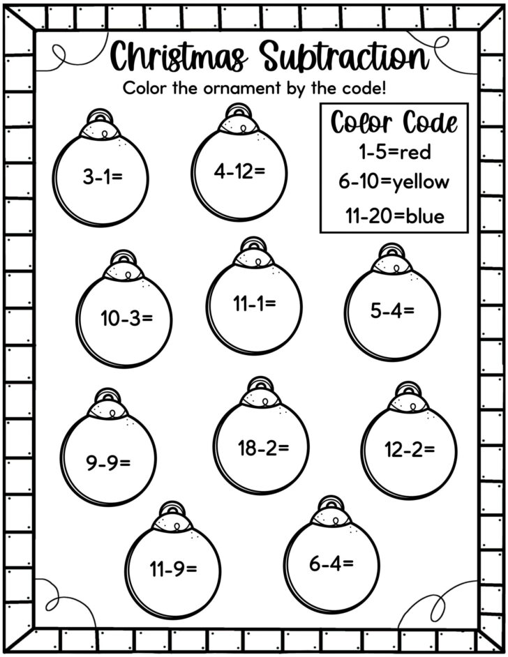 Christmas Math Worksheets Coloring Pages