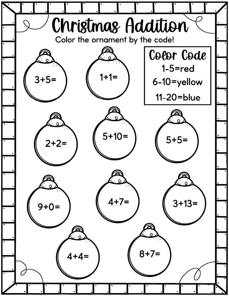 Easy Christmas Math Worksheets - Free! - Kids Activity Zone within Christmas Addition Math Worksheets For First Grade