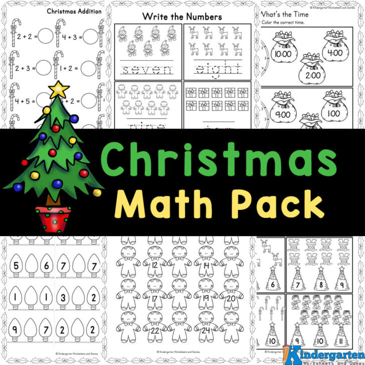 Christmas Math Addition Worksheets For Kindergarten