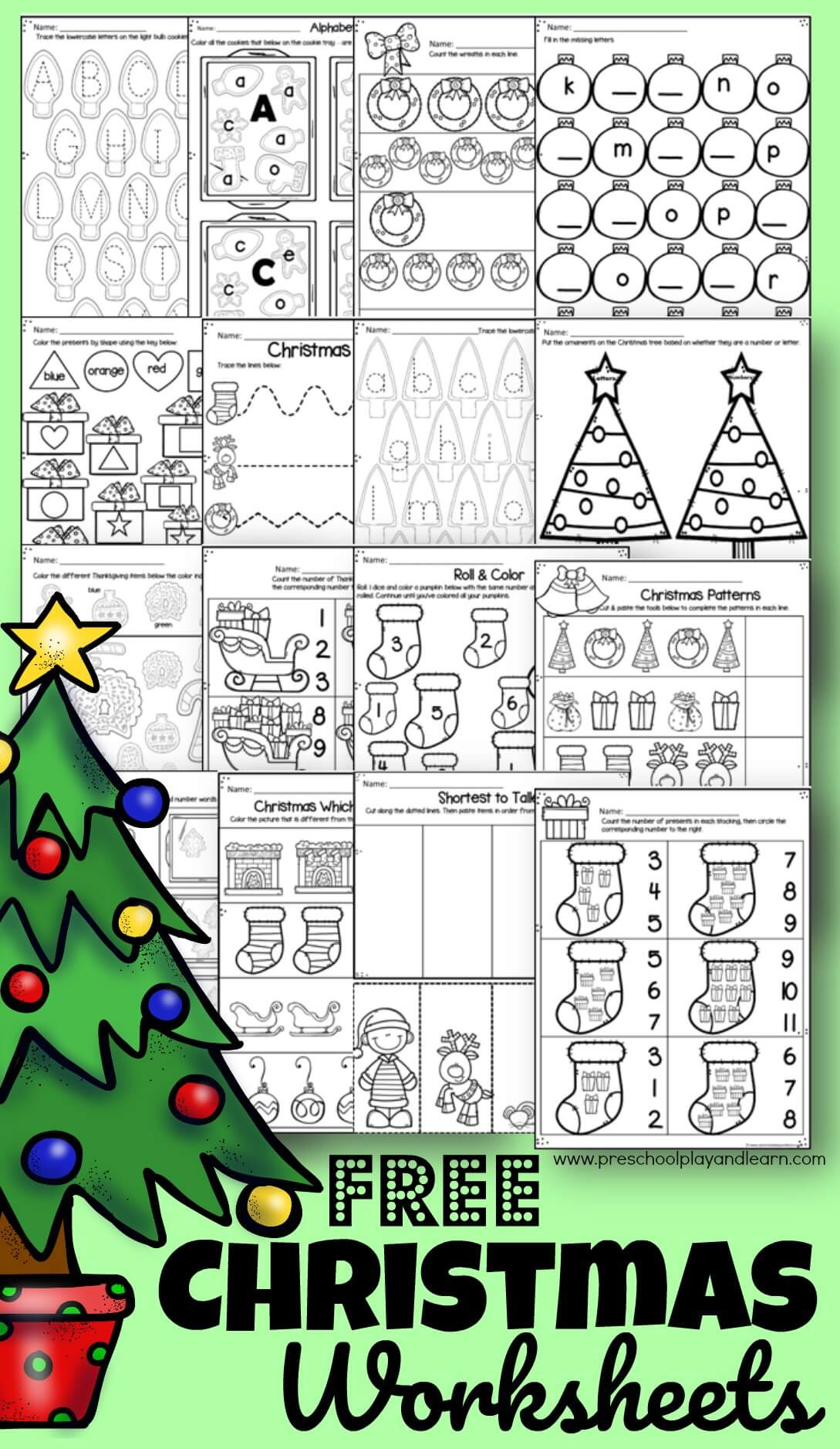 🎄 Free Printable Christmas Worksheets For Preschool for Christmas Math Worksheets Prek