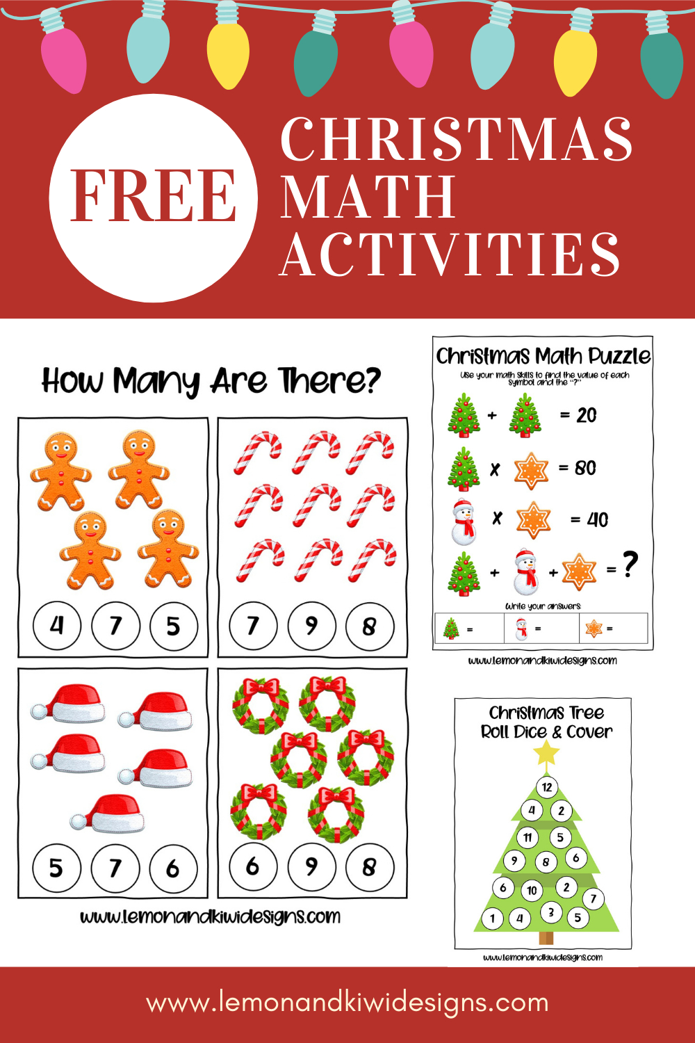 Free Christmas Math Printable Activity Book - Lemon And Kiwi Designs for Christmas Math Printable Worksheets