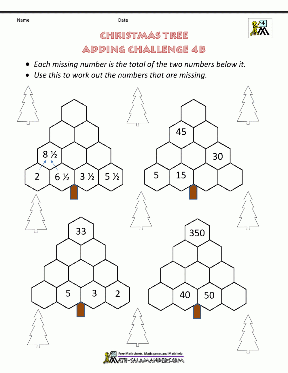 Math Christmas Activities 4Th Grade for 4th Grade Math Worksheets Christmas Theme