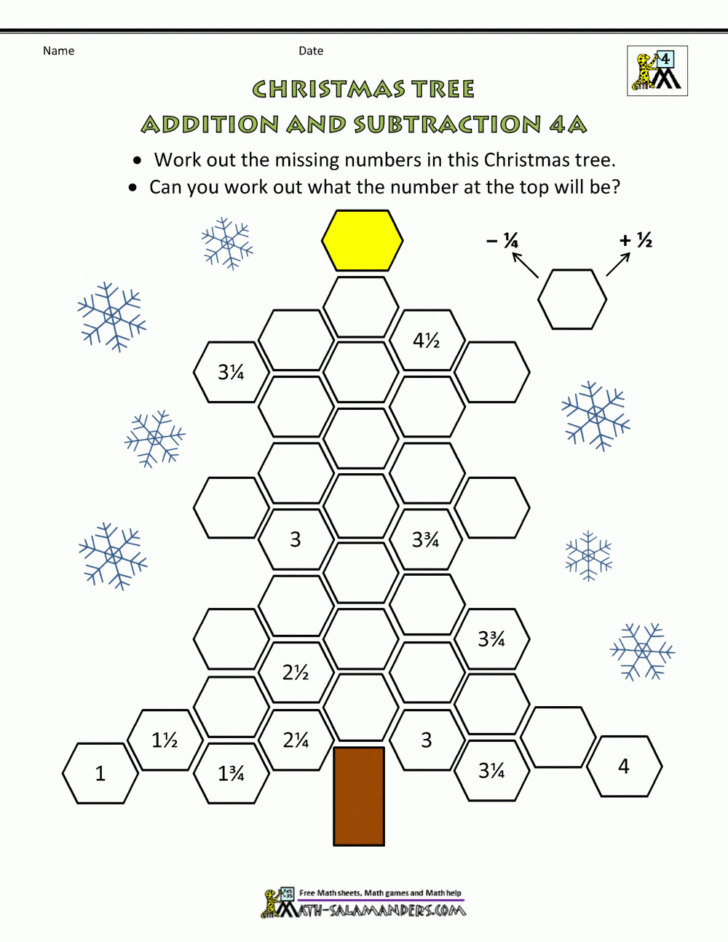 Christmas Math Worksheets Grade 4